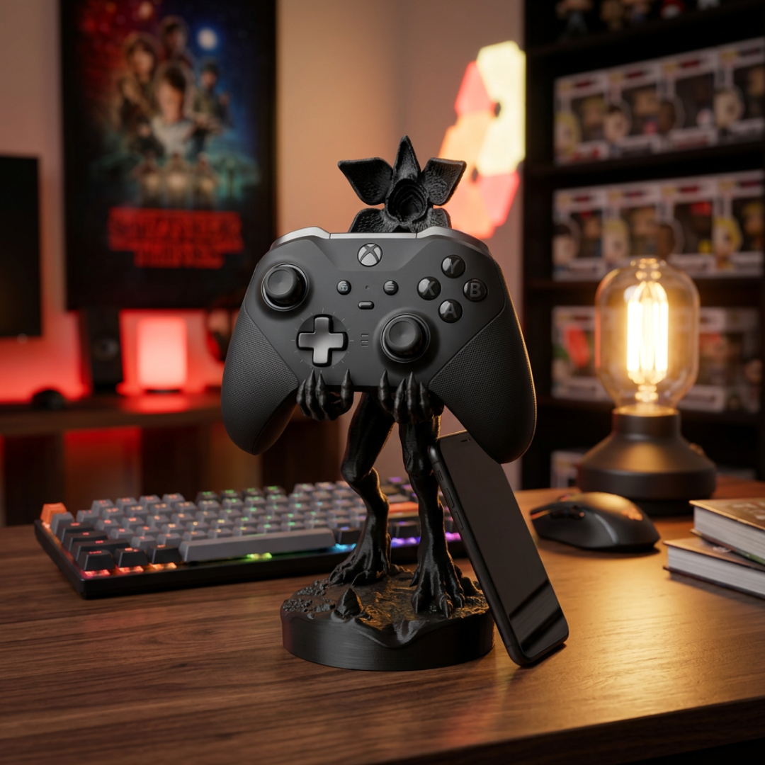 Supporto per cellulare e controller Demogorgone di Stranger Things, portatelefono e tablet in stile 3D, di LEOTREDDI.