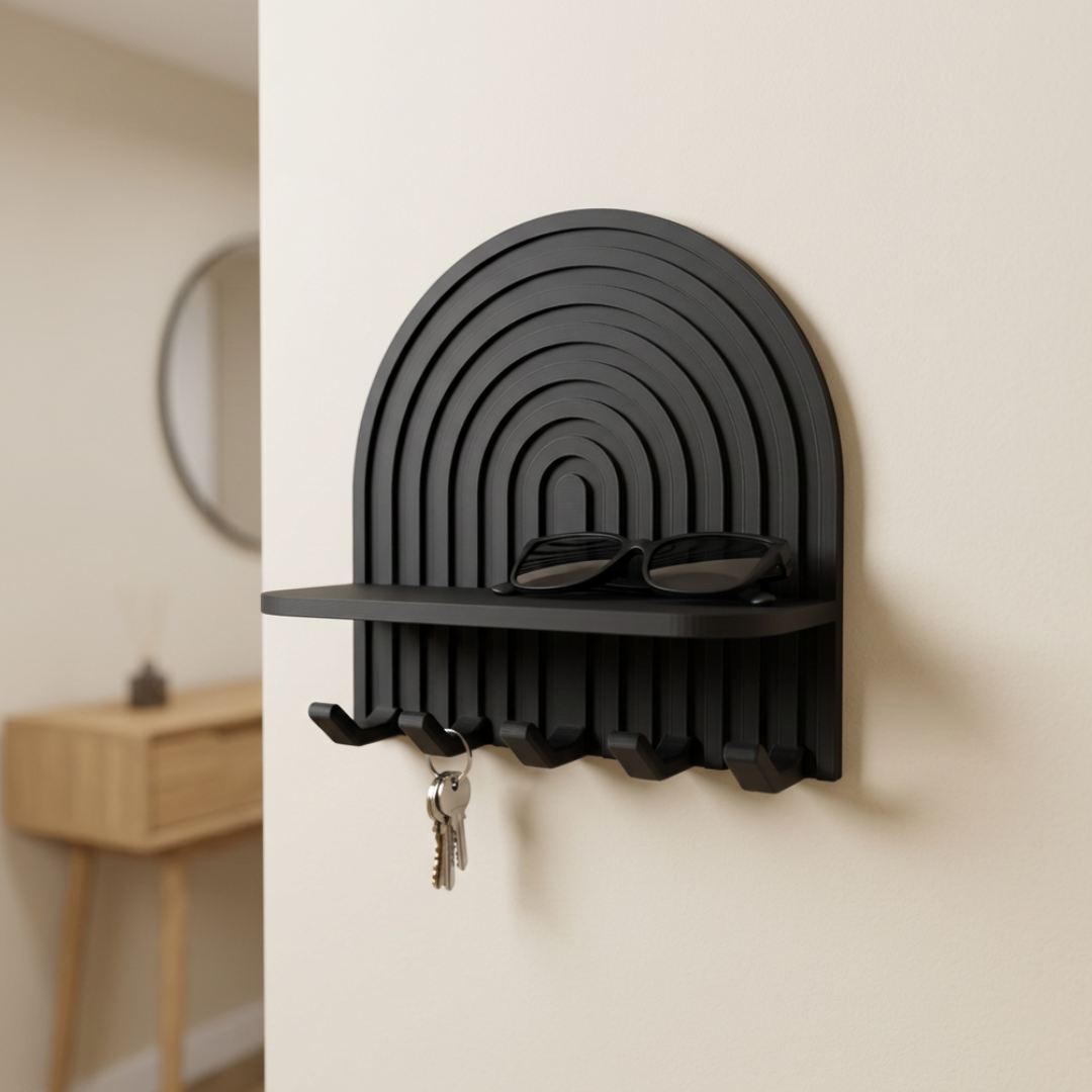 Appendichiavi con mensola 3D LEOTREDDI, portachiavi da parete con supporto multifunzione per casa e organizzazione.