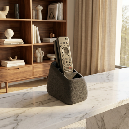 Porta telecomandi a 3 slot in pietra effetto cemento, organizzatore TV moderno by Leotreddi, decorativo e pratico per la casa.
