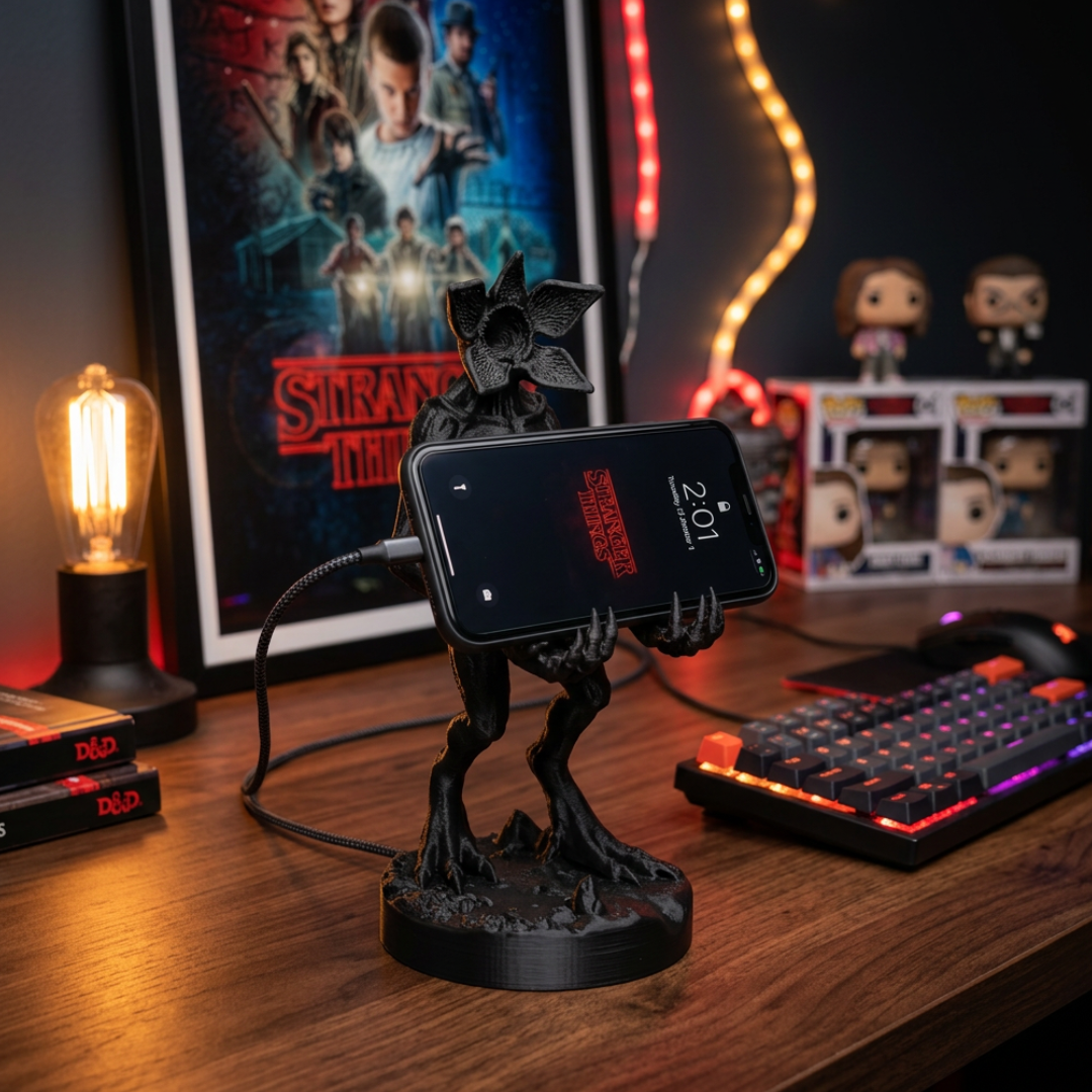 Supporto per cellulare e controller a tema Demogorgone di Stranger Things, porta tablet in stile 3D, prodotto LEOTREDDI.
