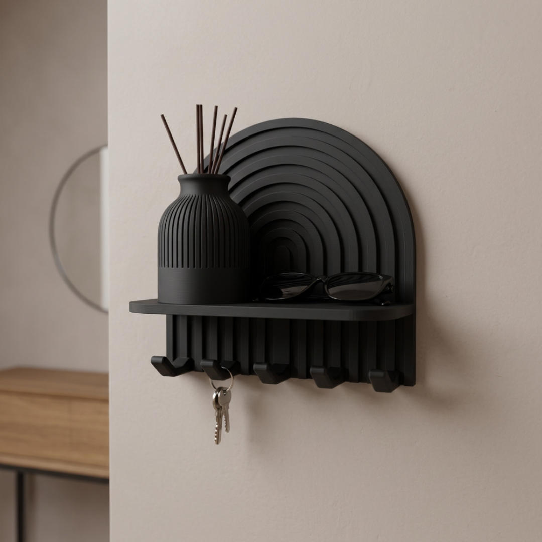 Appendichiavi con mensola 3D LEOTREDDI, portaoggetti da parete multifunzione con supporto per chiavi e oggetti domestici