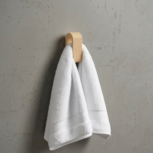 Ganci appendiabiti per asciugamani minimal 3D con design costine eleganti, in cemento grigio per bagno, marca LEOTREDDI