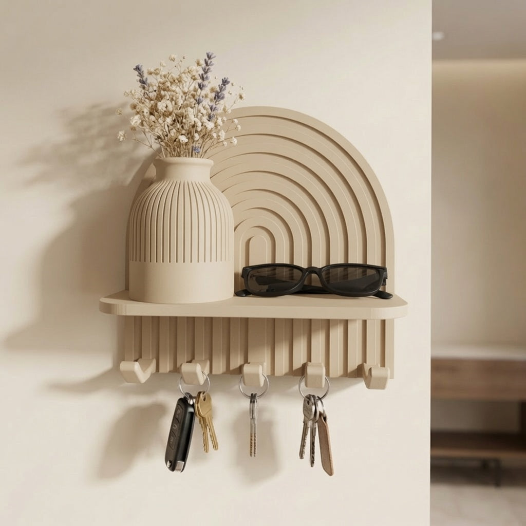Appendichiavi con mensola 3D LEOTREDDI, porta chiavi da parete con supporto multifunzione in stile moderno.